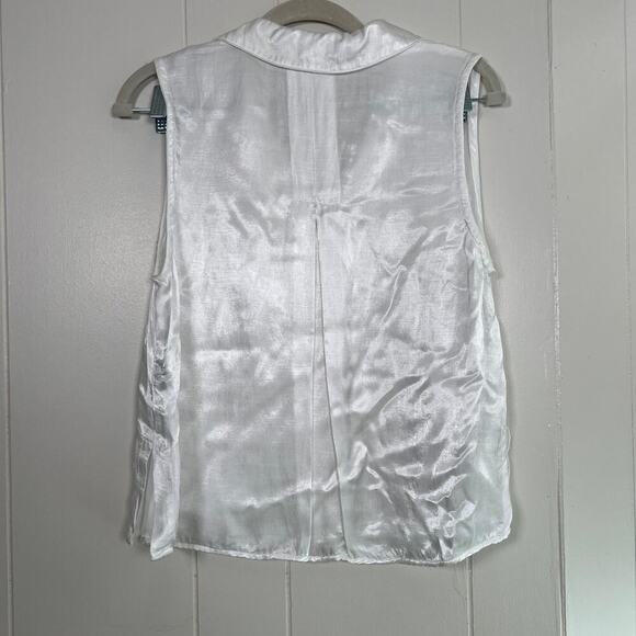 Bella Dahl Sleeveless Satin White Notch Collar Button Down S - Picture 9 of 9